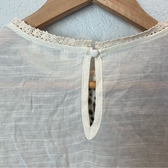 NWT Umgee Cream Animal Print Boho 100% Cotton Blouse - Size M - Picture 6 of 6